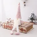 Poupée de Père Noël en tissu rose et blanc à longues jambes pour décoration de fête à domicile - Style Père Noël Assis / Rose