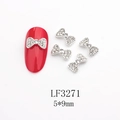 Détail de nœuds décoratifs argentés pour ongles avec strass, 5x9mm, modèle LF3271 pour DIY - Base Argentée Strass Blanc (LF3271)