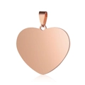 Polished rose gold heart-shaped stainless steel pendant with a blank smooth surface - 35*39mm / Rose Gold