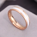 Minimalistischer Ring aus Roségold und weißem Emaille-Titanstahl für Damen und Paare - US 5 / Roségold & Weiß