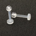 Set of two transparent acrylic labret studs with ball tops and flat back discs - Labret Stud (Single)