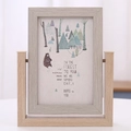 Cornice portafoto rotante in legno stile nordico 10x15 cm, design vintage moderno - 7 Pollici/Verticale / Caffè Chiaro
