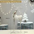 Decoración de reno navideño dorado de pie con bufanda blanca y acabado brillante - 44x15cm / Reno de Pie-Dorado
