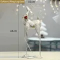 Estatua de ciervo navideño dorado de 44cm con bufanda blanca y purpurina - 44x15cm / Reno Caminando-Dorado