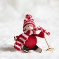 Christmas wool felt skiing boy ornament with red knitted hat and wooden skis - Long Beard Dwarf Hanging Ornament (5)