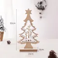 Petit sapin de Noël en bois avec silhouette de renne découpée au laser, décoratif - Petit (32x13x6cm)
