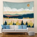 Arazzo moderno con paesaggio montano astratto appeso sopra un divano grigio in soggiorno - 73X95CM (Tessuto spazzolato) / Paesaggio naturale d'arte astratta moderna (GT103024) / GT103024