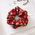 Christmas hair scrunchie with red tartan plaid pattern and white snowflake prints - 7# New Christmas Yellow Snowflake