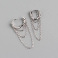 Orecchini a cerchio in argento S925 con perline e catenine a nappa multistrato - Argento 925 / Oro Bianco