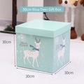 Light blue 30cm Christmas gift box featuring white deer pattern and Merry Christmas text - 30cm Blue Deer Gift Box