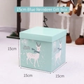 Blue Christmas gift box with reindeer pattern and Merry Christmas text, 15cm size - 15cm Blue Deer Gift Box