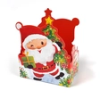 Detail of Christmas gift box with 3D Santa and tree design for holiday candy packaging - Santa Claus