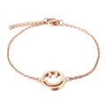 Minimalistische roségouden roestvrijstalen armband met lachende hanger en fijne ketting - Roségoud (KB115585-K)