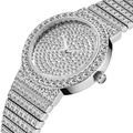 Luxurious silver full crystal iced-out quartz watch for women with sparkling diamonds - Silver