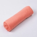 Coral voile wrap scarf with soft frayed edges and elegant pleated texture finish - Champagne