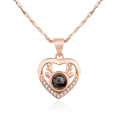 Rose gold heart and antler necklace with projection stone and zircon accents - Rose Gold Pendant (No Chain)