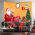 Dettaglio dell'arazzo di Natale con Babbo Natale e decorazioni festive per la casa - 73X95CM (Tessuto Spazzolato) / Babbo Natale Giallo