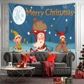 Salotto accogliente con arazzo di Babbo Natale appeso su una parete grigia moderna - 73X95CM (Tessuto Spazzolato) / Notte Blu Scuro