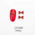 Charmants nœuds rouges 9x6mm en strass avec cadre doré pour la décoration des ongles DIY - Nœud Doré Entièrement Sertis de Strass Rouges (LF3209)