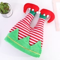Divertente cappello natalizio gambe di elfo a strisce bianche rosse con campanelli - Stile Elfo a Righe (Bordo Dorato)
