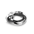 Three interlocking rings necklace in silver and black metal with crystal accents - Black (Pendant Only)