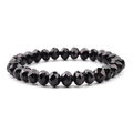 Elastic beaded bracelet with faceted black crystal glass beads and rainbow luster - Shiny Black with Iridescence