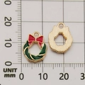 Christmas wreath alloy charms with red bow and green enamel for DIY jewelry, 15x17mm size - 10921-Christmas Wreath 11x15mm