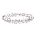 Elastic beaded bracelet with transparent faceted crystal glass beads and a gold accent bead - Clear & Single Gold Bead