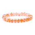 Elastic beaded bracelet with faceted orange and peach pink crystal glass beads - Orange Pink Gradient