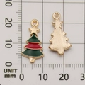 Christmas tree alloy pendant with green enamel and gold finish on measuring grid - 10923-Christmas Tree 11x21mm