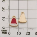 Christmas enamel bell charms with gold metal finish and rhinestone detail next to a ruler - 10922-Christmas Hat 9x16mm