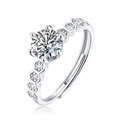 Adjustable S925 silver moissanite ring with six-prong setting and honeycomb band design - R9033 Moissanite Style / 1 Carat / 6.5mm