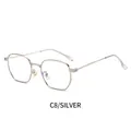 Fashion silver metal polygon sunglasses frame for women with transparent nose pads - Silver Frame Clear Lenses