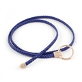 Cordon de taille tressé bleu pour femme avec boucle ronde dorée pour robes chic - Bleu marine