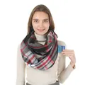 Classic red grey plaid faux cashmere neck gaiter with hidden zipper pocket for phone - Pocket Scarf F21