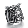 Retro roestvrijstalen American Bully ring met gedetailleerd 3D dierensnijwerk design - US 10 / Antiek Zilver