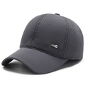Dark gray men's winter baseball cap with ear protection and textured fabric detail - Adjustable / Gray