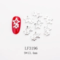 Silver hollow star nail art charms with red manicure display, size 9x13.4mm - Silver Hollow Double Star Style (3196) / 10 Pieces Pack