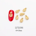 Detail of horseshoe nail art charm with pearls on red manicure showing 6x10mm size - Gold Pearl U-Shape Style (3194) / 10 Pieces Pack