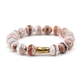 Bracciale bohémien in pietra naturale con tubo di rame dorato in bianco e rosso-marrone - Mix Rosso Marrone Grigio Bianco