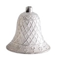 Cloche de Noël argentée avec motif quadrillé, relief floral et trou de suspension - 8cm / Argenté