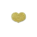 Golden heart embroidered adhesive patch with metallic finish and white border - Big Heart - Gold
