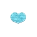 Light blue heart shaped embroidery patch with detailed white border for DIY textile decor - Big Heart - Light Blue
