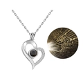 Silver heart projection necklace with I Love You in 100 languages for Valentine's Day gift - Silver Heart Ribbon Style (03)