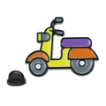 Épingle de moto en émail de style dessin animé en jaune, orange et violet vif - Scooter Orange-Jaune (A00405)