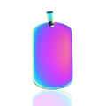 Rainbow plated stainless steel dog tag pendant with reflective mirror finish - Round Corner Rainbow 4.9*2.8*0.18cm