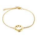 Minimalistische 18K vergulde roestvrijstalen armband met een holle smiley-hanger - Goud (KB115583-K)