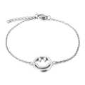 Zilveren roestvrijstalen lachend gezicht armband met geborstelde hanger en kreeftsluiting - Zilver (KB115584-K)