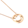 Minimalistische Smiley-Halskette in Roségold mit rundem, durchbrochenem Anhänger - Smile Face Halskette (KN87777-K) / Roségold