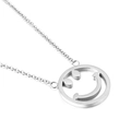 Collar minimalista de acero de titanio plateado para parejas con colgante de carita - Color Acero